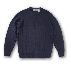 Oscar De La Renta Cable Knit Sweater Navy Mens M